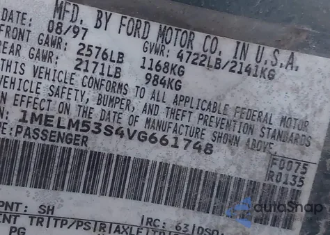 1997 Mercury Sable Ls from USA, damaged, VIN 1MELM53S4VG661748